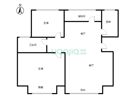 技校家园 2室2厅 南 北-户型图