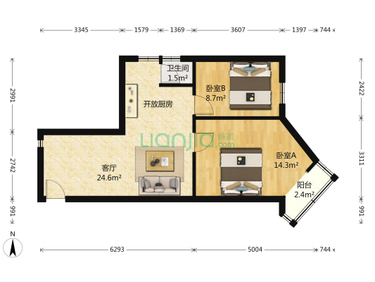 八里庄北里小区 2室1厅1卫 67平方