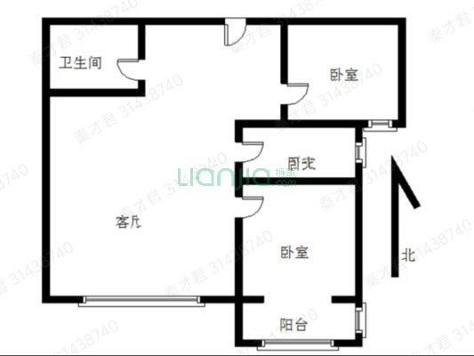 水榭春天 2室1厅 南-户型图