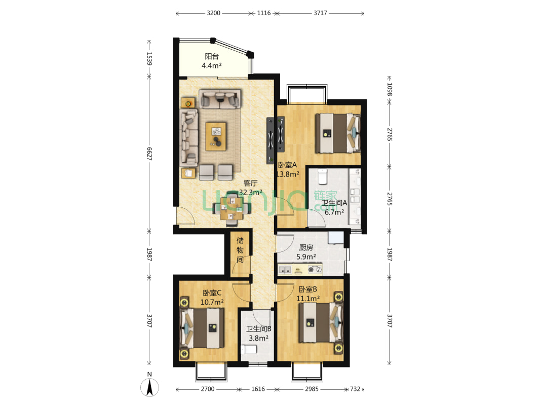 京汉旭城 3室2厅 550万已下架