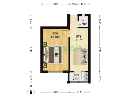 强宜里 1室1厅1卫 40平方