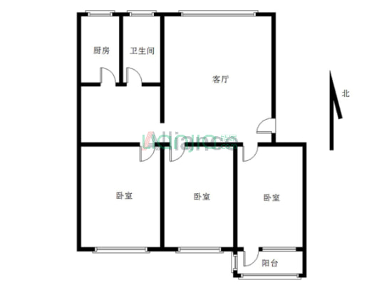七十年大产权   南北通透户型  公摊小-户型图