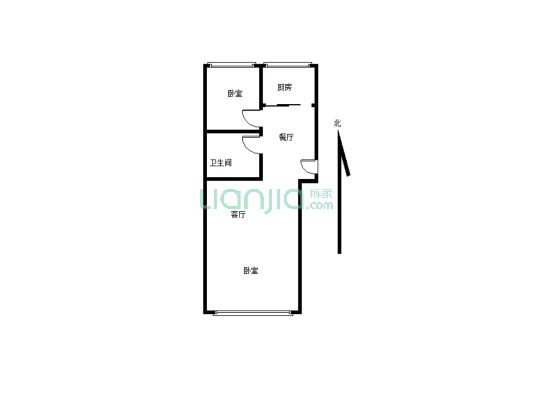玉龙家园2居室楼房简单装修78平米出售-户型图