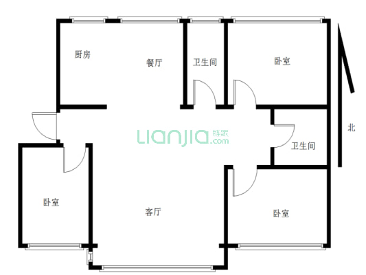 京汉新城二期精装修  房证满五-户型图