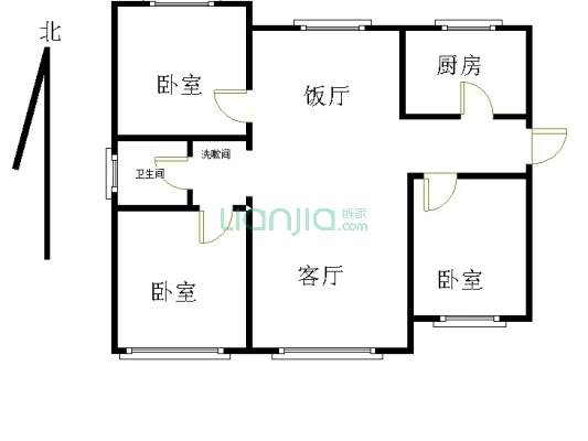 三利中和城二期C区 3室2厅 南 北-户型图