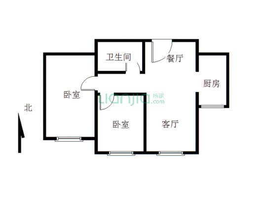 松山区 香格里拉三期 玖玺台 精装修 独立两室-户型图