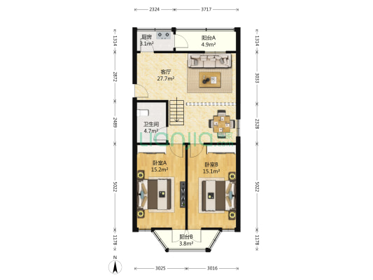 滨河家园 2室1厅1卫 98平方