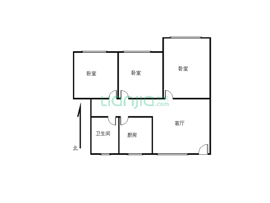 黄桷湾游园旁边电梯房，正三室，户型紧凑，出入方便-户型图