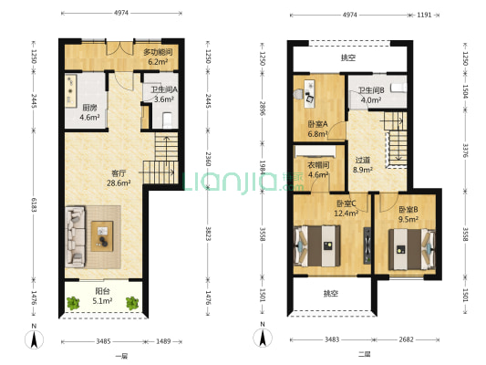 中航城国际社区C区 4室1厅2卫 101平方