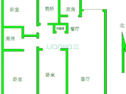 未来花郡南区 3室2厅 南 北-户型图