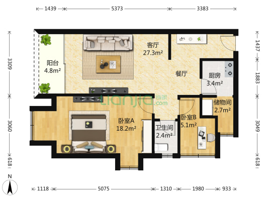锦城星苑二期 2室1厅1卫 79平方