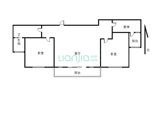 恒大悦龙湾12楼精装两室 两室客厅朝阳 户型方正-户型图
