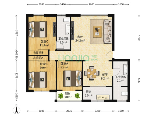疾病预防控制中心家属区 3室2厅2卫 122平方