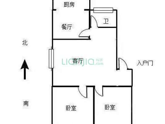 南北通透大两居 中层 本够两年-户型图