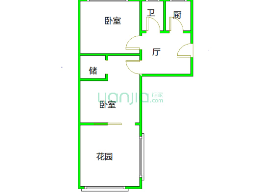 矿山局家属楼南院 2室1厅 44.87平米-户型图