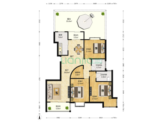 碧桂园天悦 3室1厅2卫 139平方