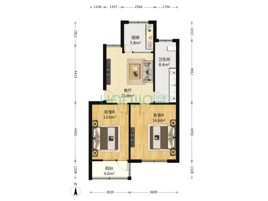 邮电公寓 2室1厅1卫 75平方