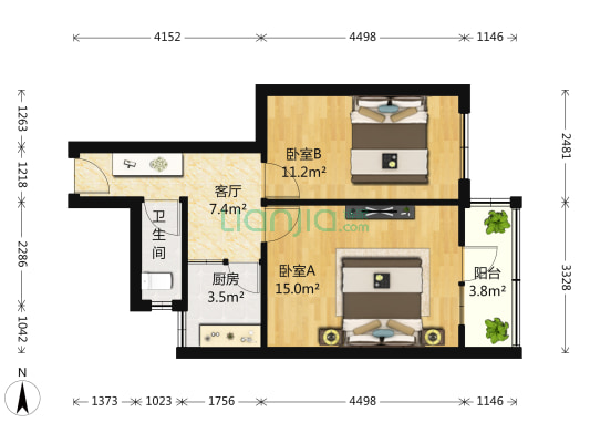 冠云西里 2室1厅1卫 58平方