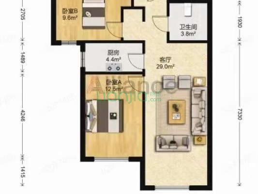 户户朝阳 户型方正  央企社区 人车分流-户型图