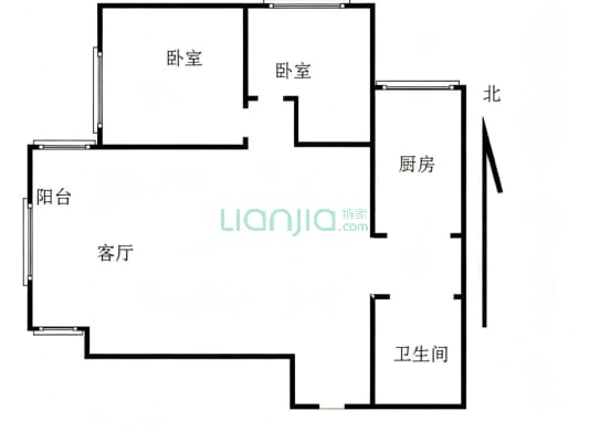 房本满二，西北户型采光不错，集中供暖-户型图