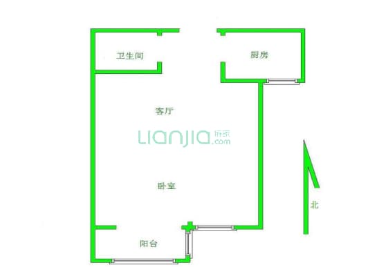 东湖印象 1室1厅 南-户型图