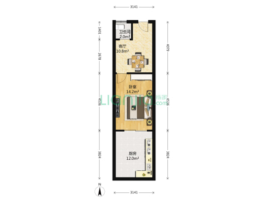 御道街10号12号 1室1厅1卫 39平方