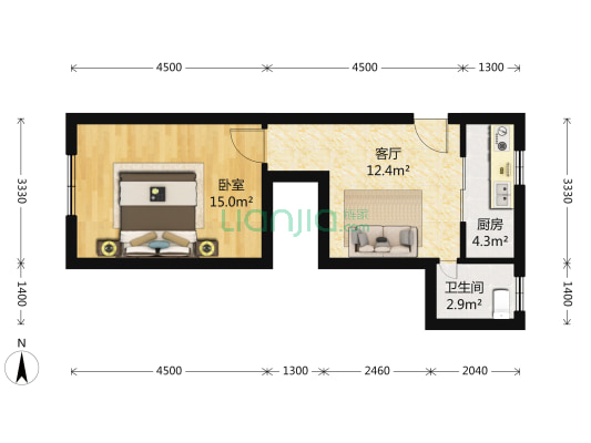 茶陵路337号 1室1厅1卫 46平方