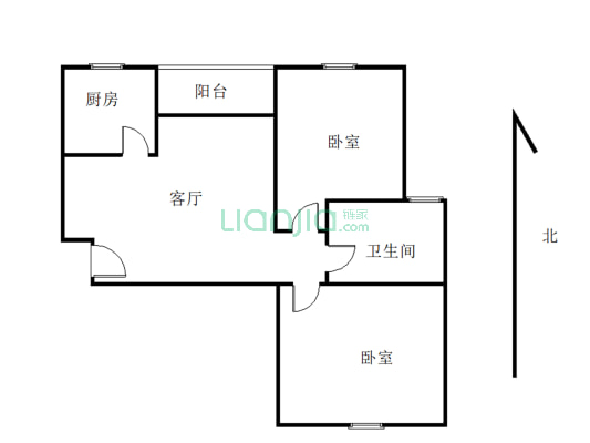 京华国际 万达商圈 两室两厅 满二  小区环境干净-户型图