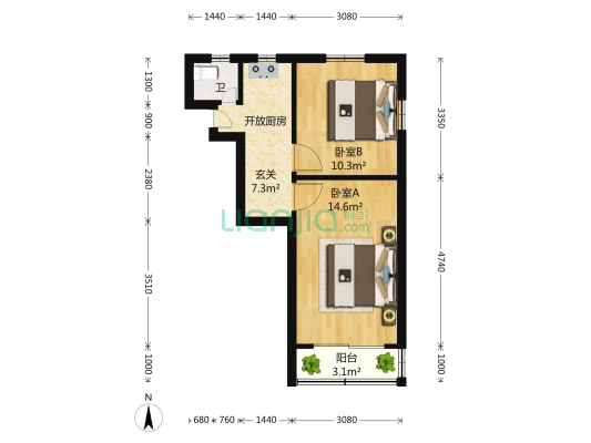 曲一花苑 2室0厅1卫 50平方