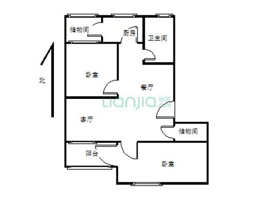 西苑小区3楼2室2厅有证户型合理看房方便-户型图