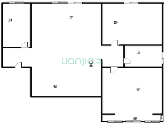 东方丽景 2室1厅 南 北-户型图