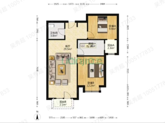 香邑溪谷上园全南两居采光好无遮挡-户型图