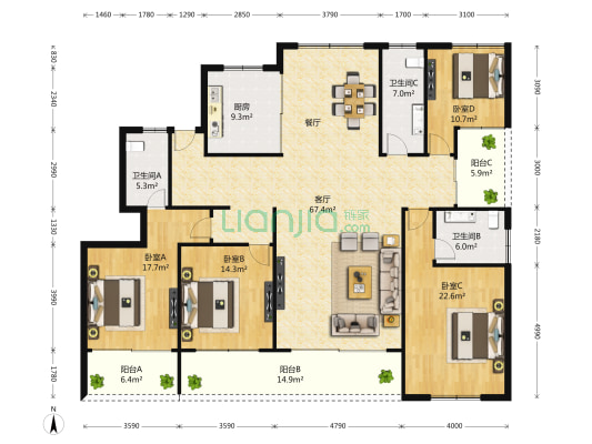 胥福里 4室2厅2卫 0平方