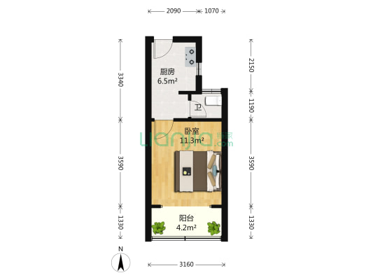 光新三村 1室0厅1卫 31平方