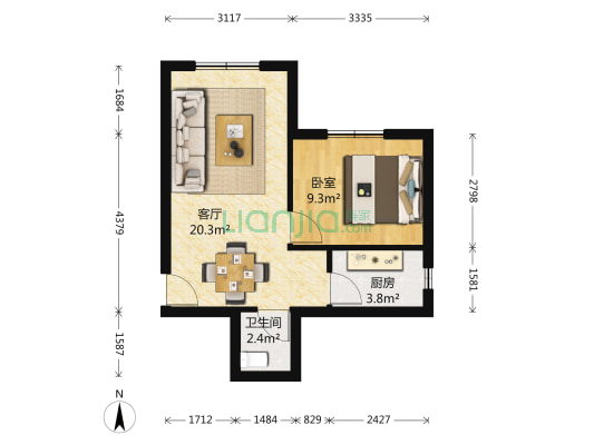 桂花景苑 1室1厅1卫 50平方