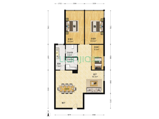 金都花园 3室1厅2卫 157平方