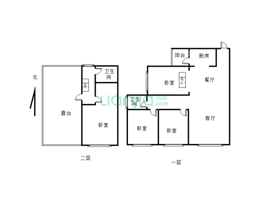 邦泰花园城  4室2厅1厨2卫    跃层 户型房子-户型图