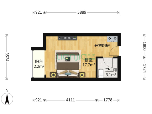 南都雲庭 1室0厅1卫 34平方