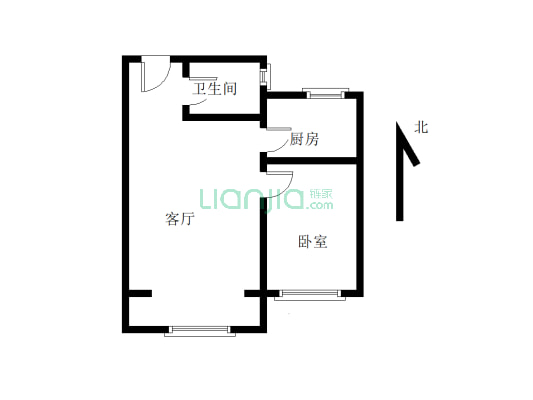 房子精装修 价格合理 格局方正 两室改一室-户型图