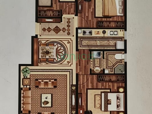 北京界三利中和城洋房南北通透三居门口838，人车分流-户型图