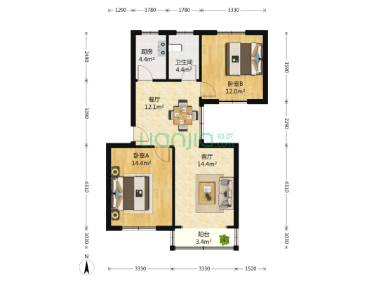 新北街227弄 2室1厅1卫 87平方