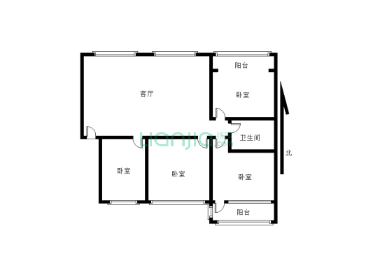 仁富阁小区 三室两厅简单装修 中间楼层均价低看房方便-户型图