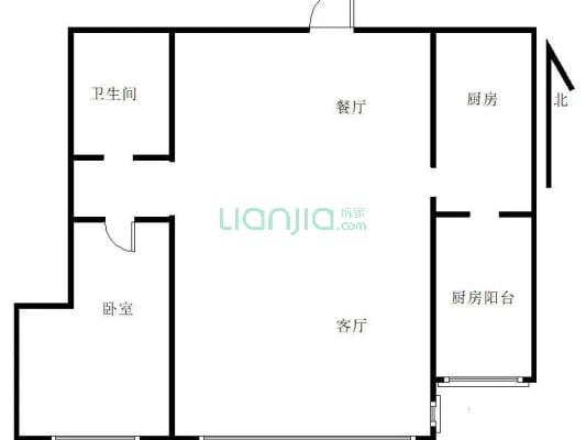 正规一居室 集中供暖 全南格局 电梯房-户型图