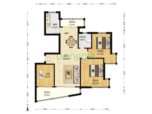 名嘉新苑 3室2厅1卫 118平方