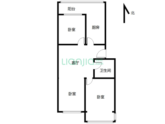 新华小区 步梯4楼  小面积 出3室 过户小税-户型图
