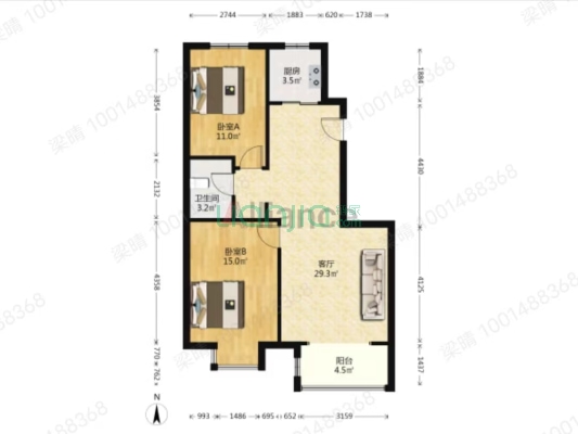 ：此房中间楼层，采光好，视野好，房本在手-户型图