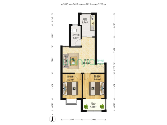 南祥星际 2室1厅1卫 64平方