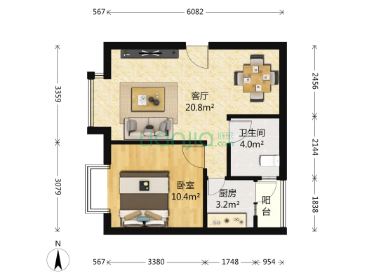 长荣苑 1室1厅1卫 51平方