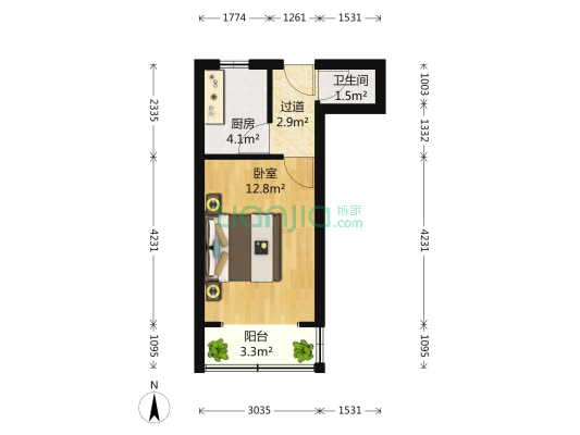 云霄路 1室0厅1卫 32平方