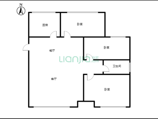 紫樾华庭 3室2厅 南 北-户型图